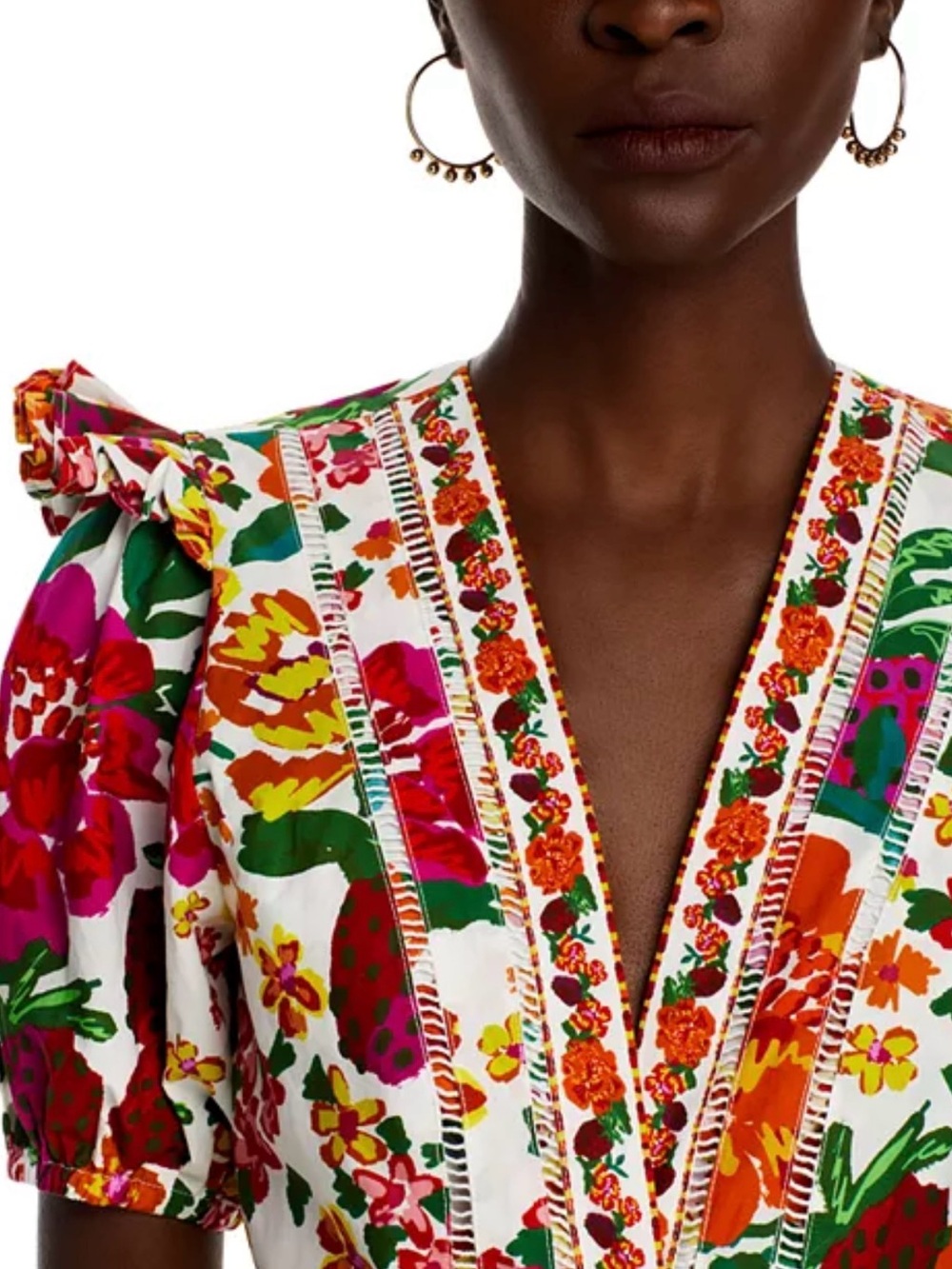 NWT FARM Rio Flowerful Sleeve Floral Romper Off White XXS - Picture 2 of 9
